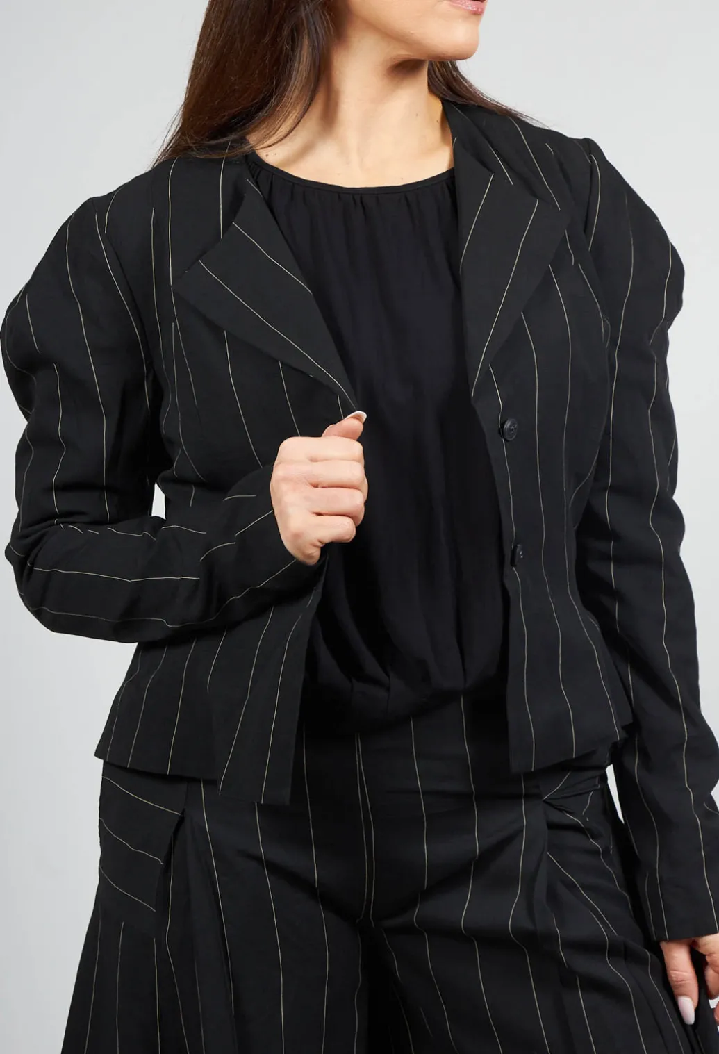 Pinstripe Blazer in Nero