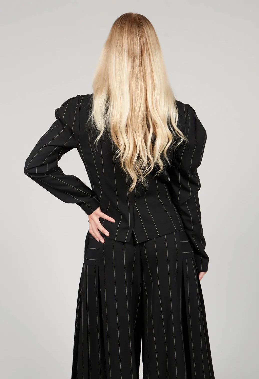 Pinstripe Blazer in Nero