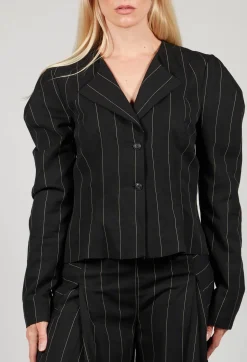 Pinstripe Blazer in Nero