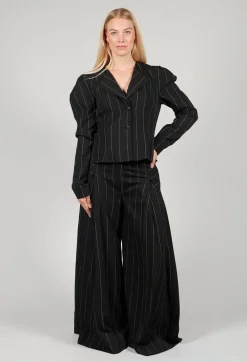 Pinstripe Blazer in Nero