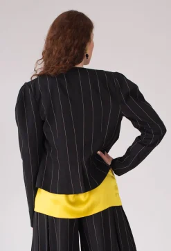 Pinstripe Blazer in Nero