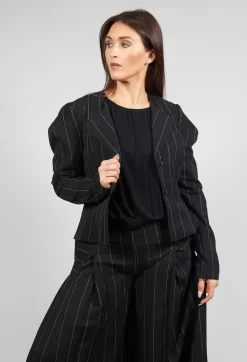Pinstripe Blazer in Nero