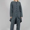 Pinstripe High-Low Jacket in Grey