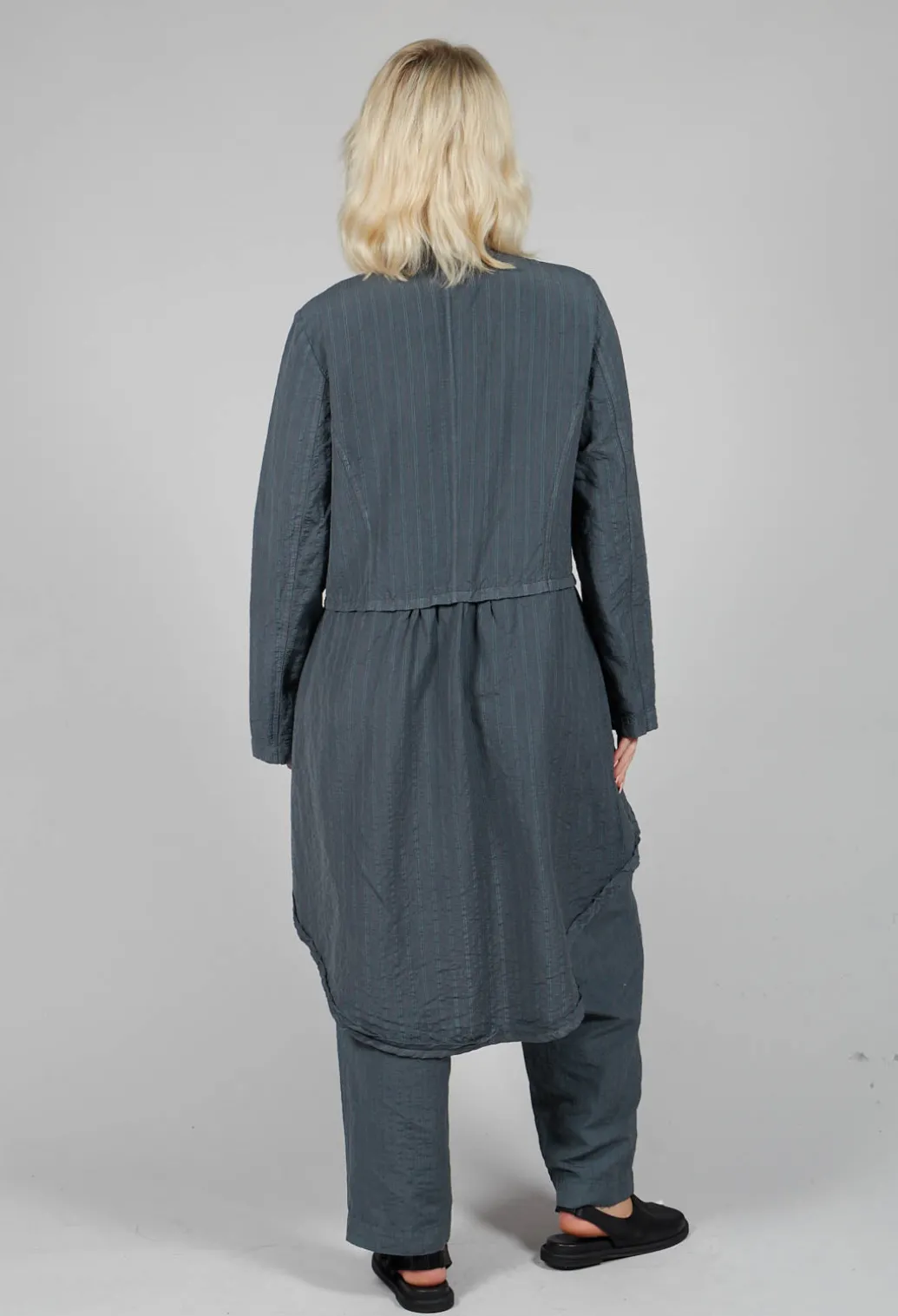 Pinstripe High-Low Jacket in Grey