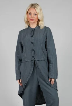 Pinstripe High-Low Jacket in Grey
