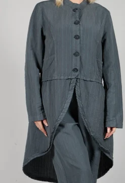 Pinstripe High-Low Jacket in Grey