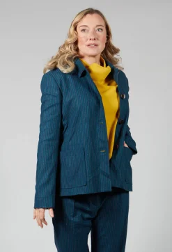 Pinstripe Jacket in Ocean Green