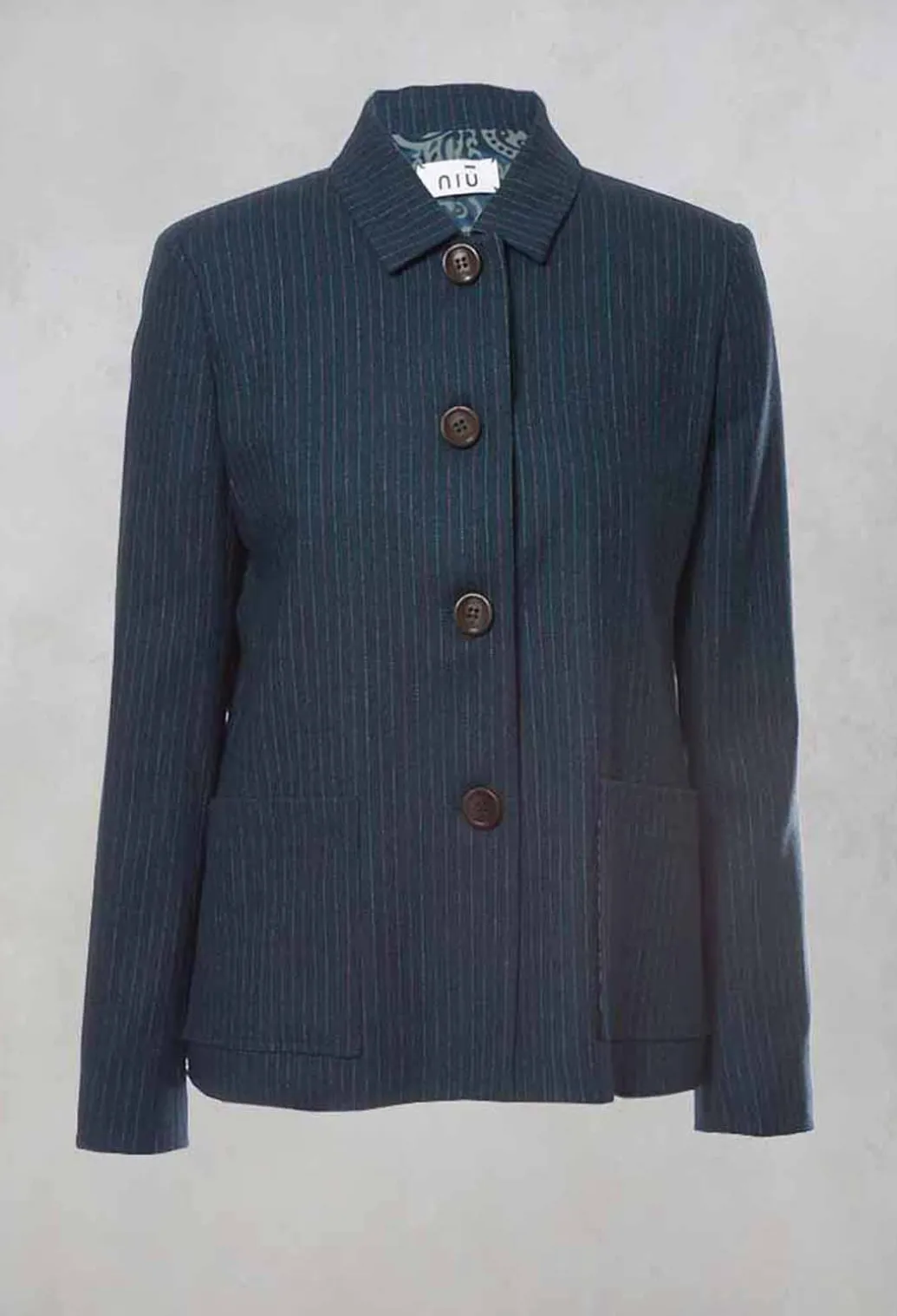 Pinstripe Jacket in Ocean Green