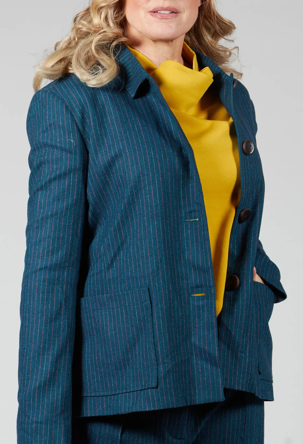 Pinstripe Jacket in Ocean Green