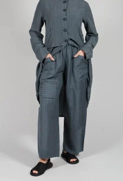 Pinstripe Patch Trousers in Grey