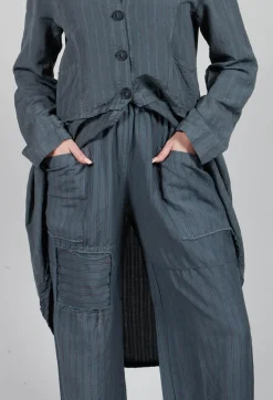 Pinstripe Patch Trousers in Grey