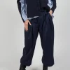 Pinstripe Tailored Trousers in Gessato Blue Nights