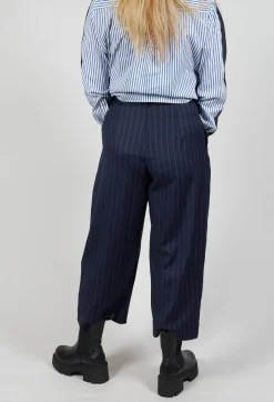 Pinstripe Tailored Trousers in Gessato Blue Nights
