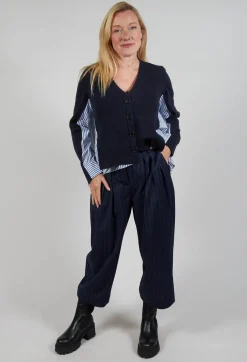 Pinstripe Tailored Trousers in Gessato Blue Nights
