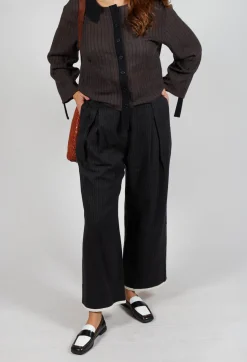 Pinstripe Trousers in Black