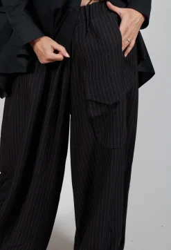 Pinstripe Trousers in Black