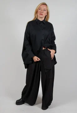 Pinstripe Trousers in Black