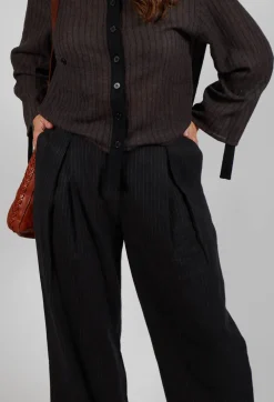 Pinstripe Trousers in Black