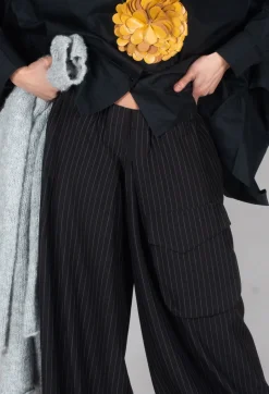 Pinstripe Trousers in Black