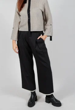 Pinstripe Trousers in Black