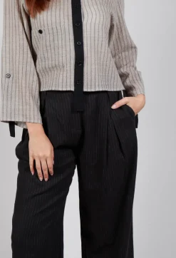 Pinstripe Trousers in Black