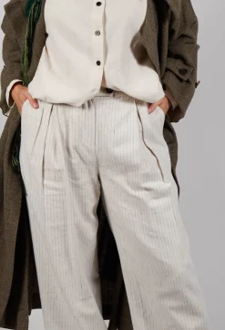 Pinstripe Trousers in Milk