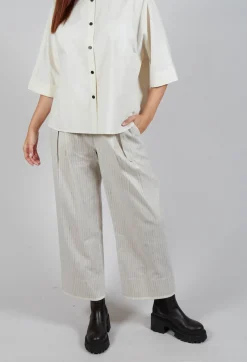 Pinstripe Trousers in Milk
