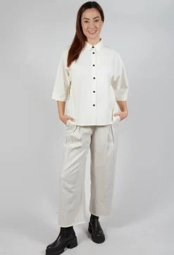 Pinstripe Trousers in Milk