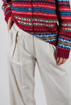 Pinstripe Trousers in Milk