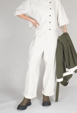Pinstripe Trousers in Milk