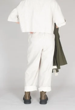 Pinstripe Trousers in Milk