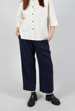 Pinstripe Trousers in Navy