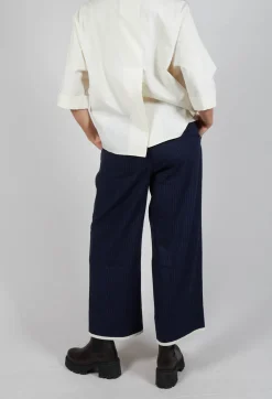 Pinstripe Trousers in Navy