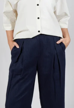 Pinstripe Trousers in Navy