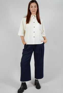 Pinstripe Trousers in Navy