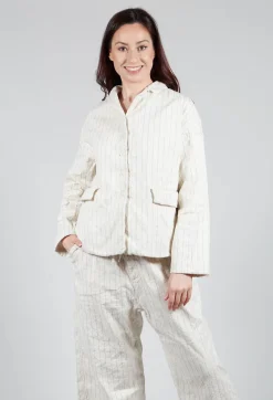Pinstriped Loose Blazer in Natural