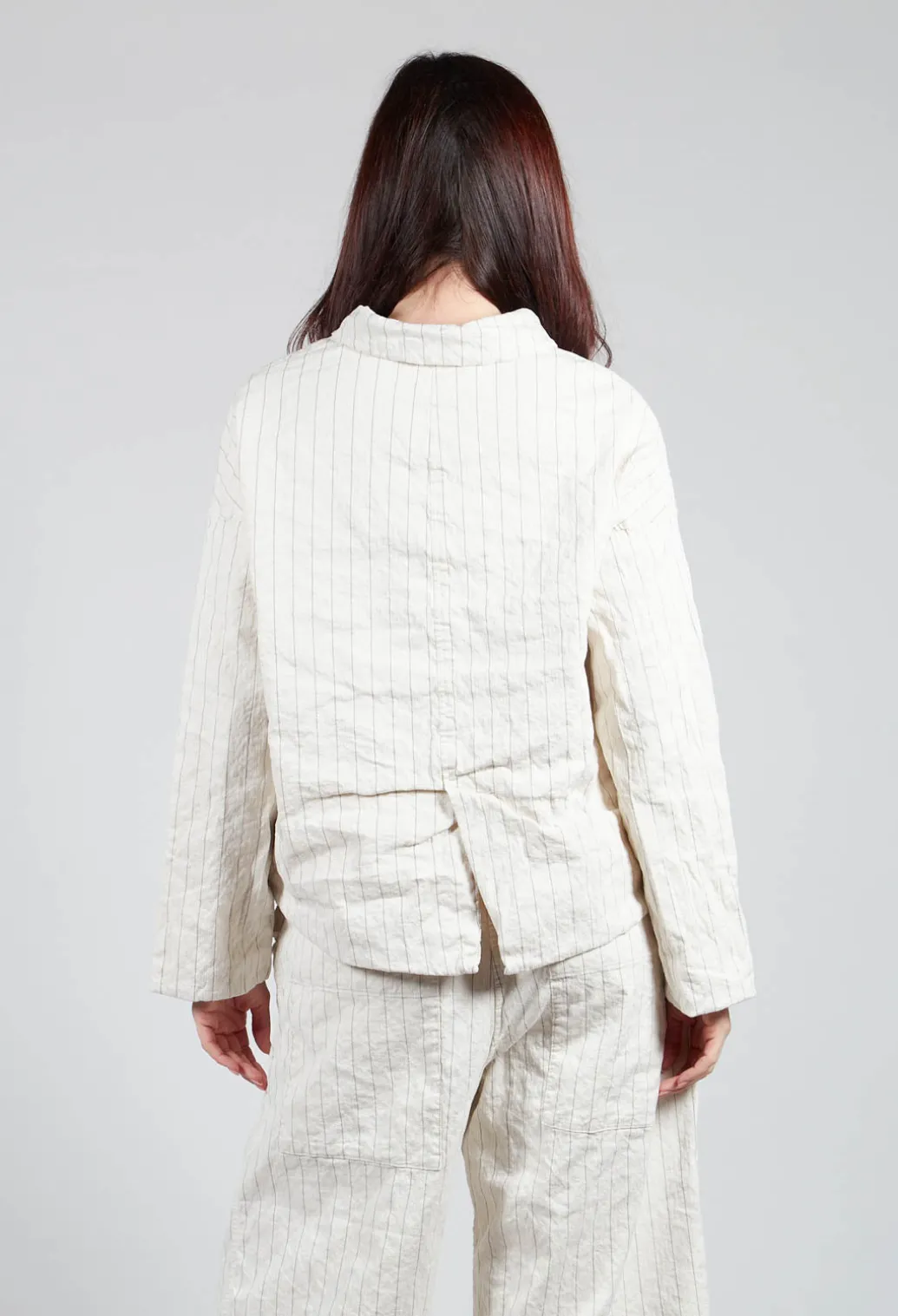 Pinstriped Loose Blazer in Natural