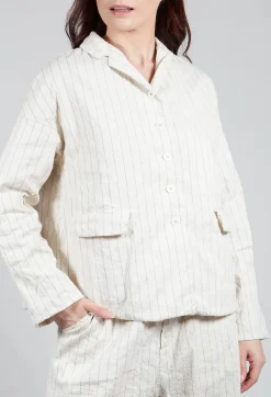 Pinstriped Loose Blazer in Natural
