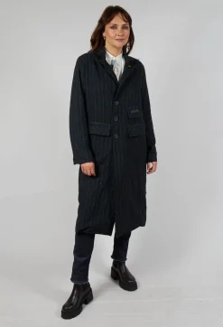 Pinstriped Pea Coat in Original Grey
