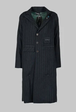 Pinstriped Pea Coat in Original Grey