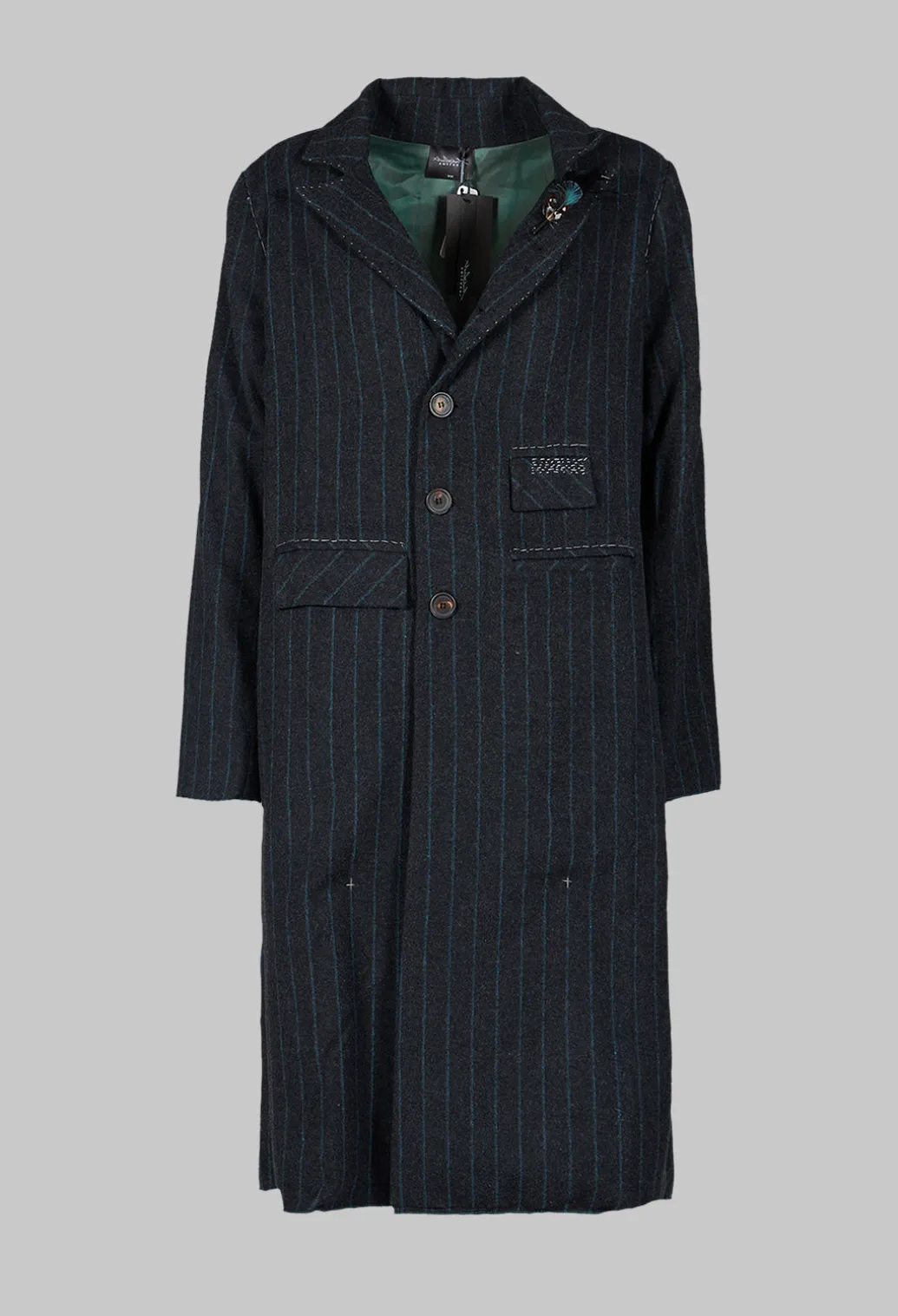 Pinstriped Pea Coat in Original Grey