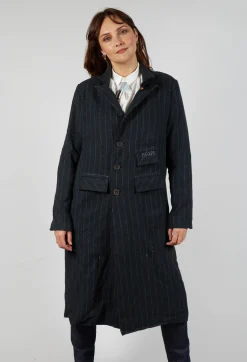 Pinstriped Pea Coat in Original Grey