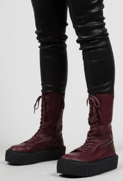 Platform Lace Up Shoes in Merlot