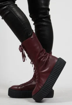 Platform Lace Up Shoes in Merlot