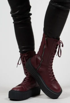 Platform Lace Up Shoes in Merlot