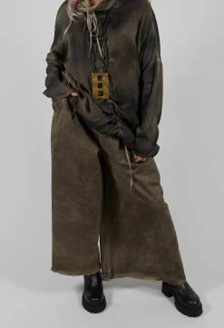 Pleat Front Trousers in Gabardina di Cotone Green Tuscany