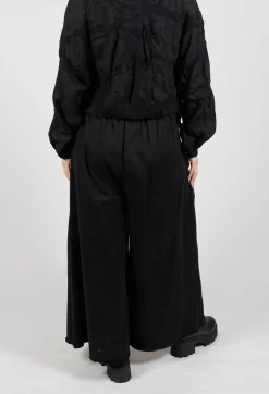 Pleat Front Trousers in Gabardina di Cotone Nero