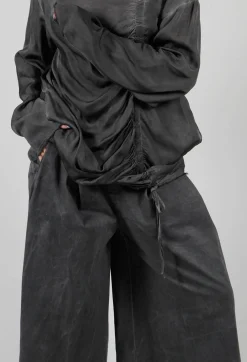 Pleat Front Trousers in Gabardina di Cotone Grey Storm