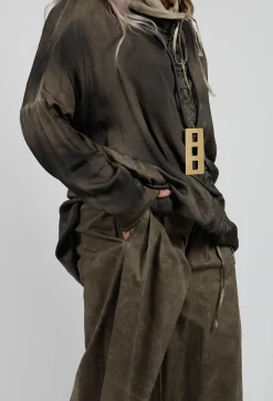 Pleat Front Trousers in Gabardina di Cotone Green Tuscany