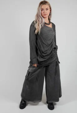 Pleat Front Trousers in Gabardina di Cotone Grey Storm
